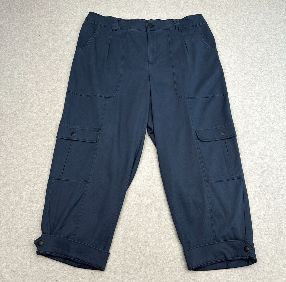 Konx Rose Cargo Pants WMNS SZ 1X Navy High Rise 90s Straight Fit Cuffed Outdoor